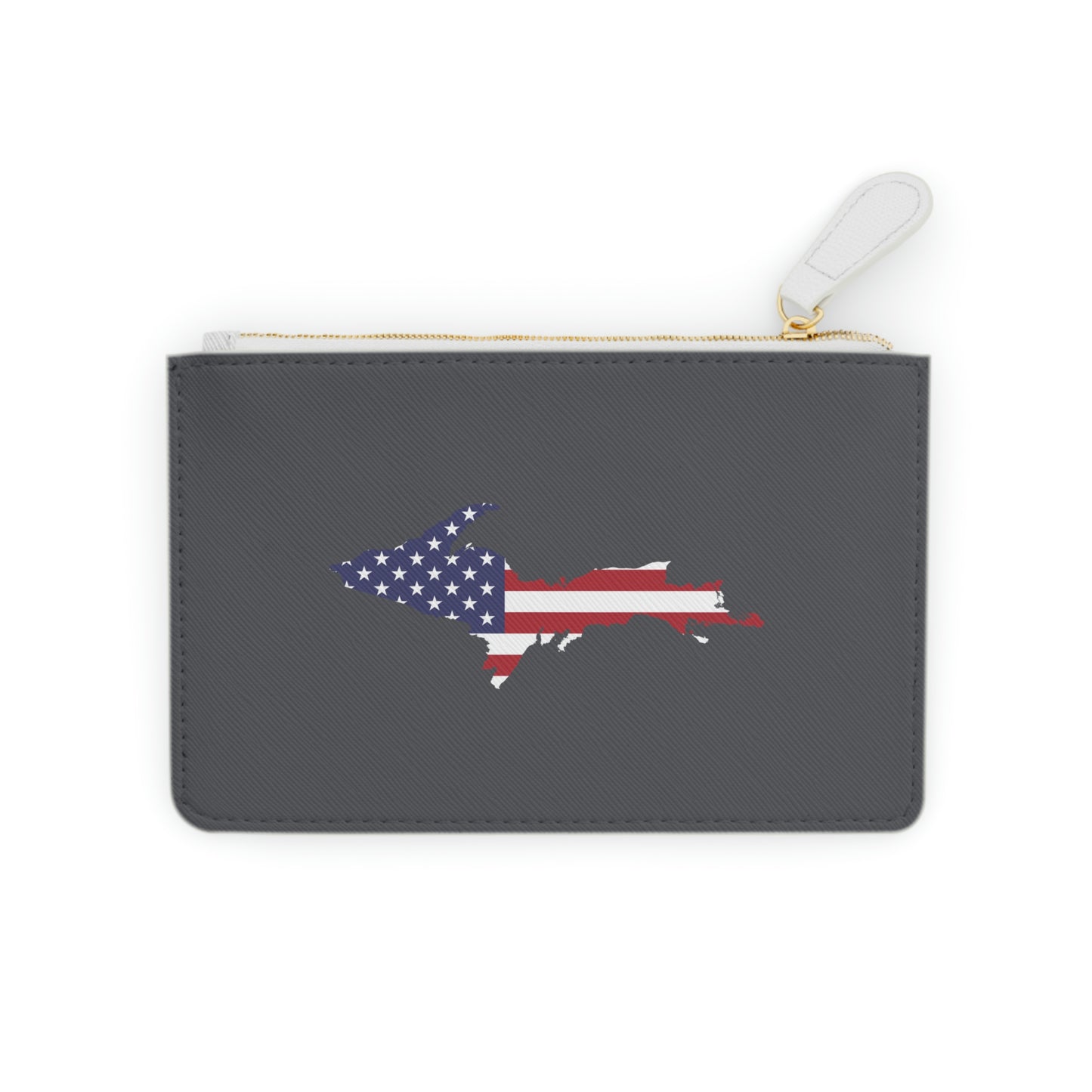 Michigan Upper Peninsula Mini Clutch Bag (Iron Ore Grey w/ UP USA Flag Outline)