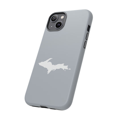 Michigan Upper Peninsula Tough Phone Case (Silver w/ UP Outline) | Apple iPhone