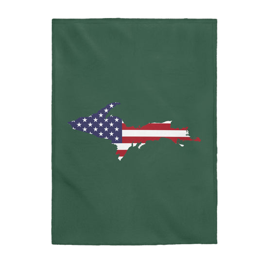 Michigan Upper Peninsula Plush Blanket (w/ UP USA Flag Outline) | Ginger Ale Green