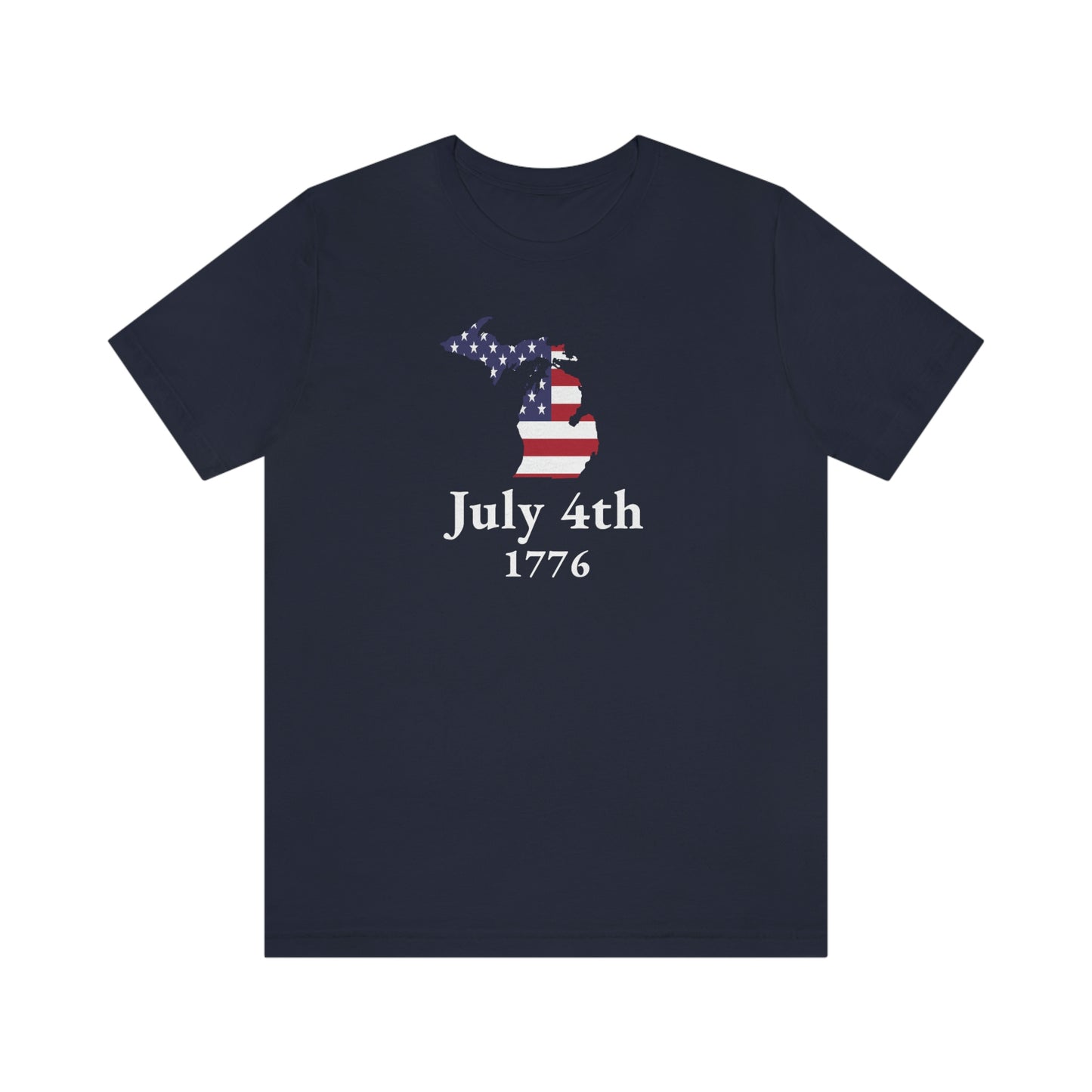 Michigan 'July 4th 1776' T-Shirt (Garamond Font w/ MI USA Outline) | Unisex Standard Fit