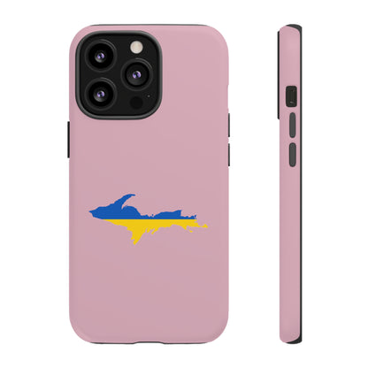 Michigan Upper Peninsula Tough Phone Case (Pink w/ UP Ukraine Flag Outline) | Apple iPhone