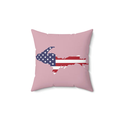 Michigan Upper Peninsula Accent Pillow (w/ UP USA Flag Outline) | Pink