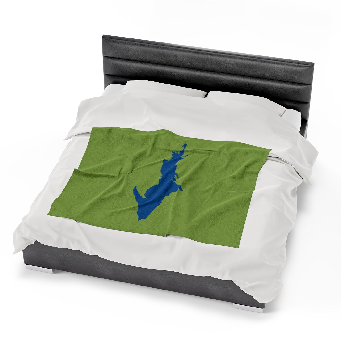 Michigan Upper Peninsula Plush Blanket (w/ Azure UP Outline) | Gooseberry Green