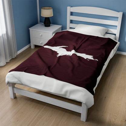 Michigan Upper Peninsula Plush Blanket (w/ UP Outline) | Old Mission Burgundy