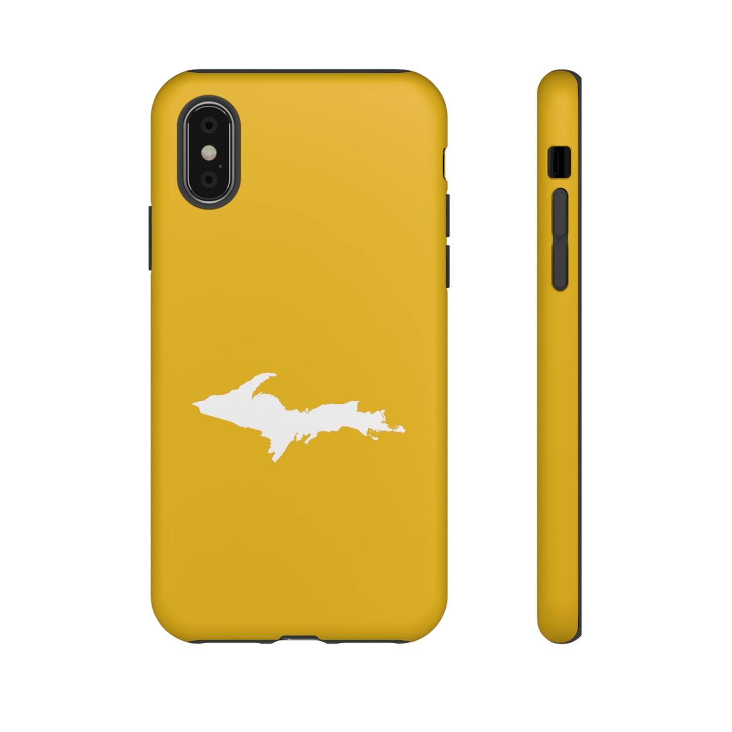 Michigan Upper Peninsula Tough Phone Case (Gold Color w/ UP Outline) | Apple iPhone