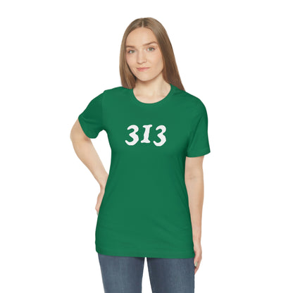 Detroit '313' T-Shirt (Woodcut Font) | Unisex Standard Fit