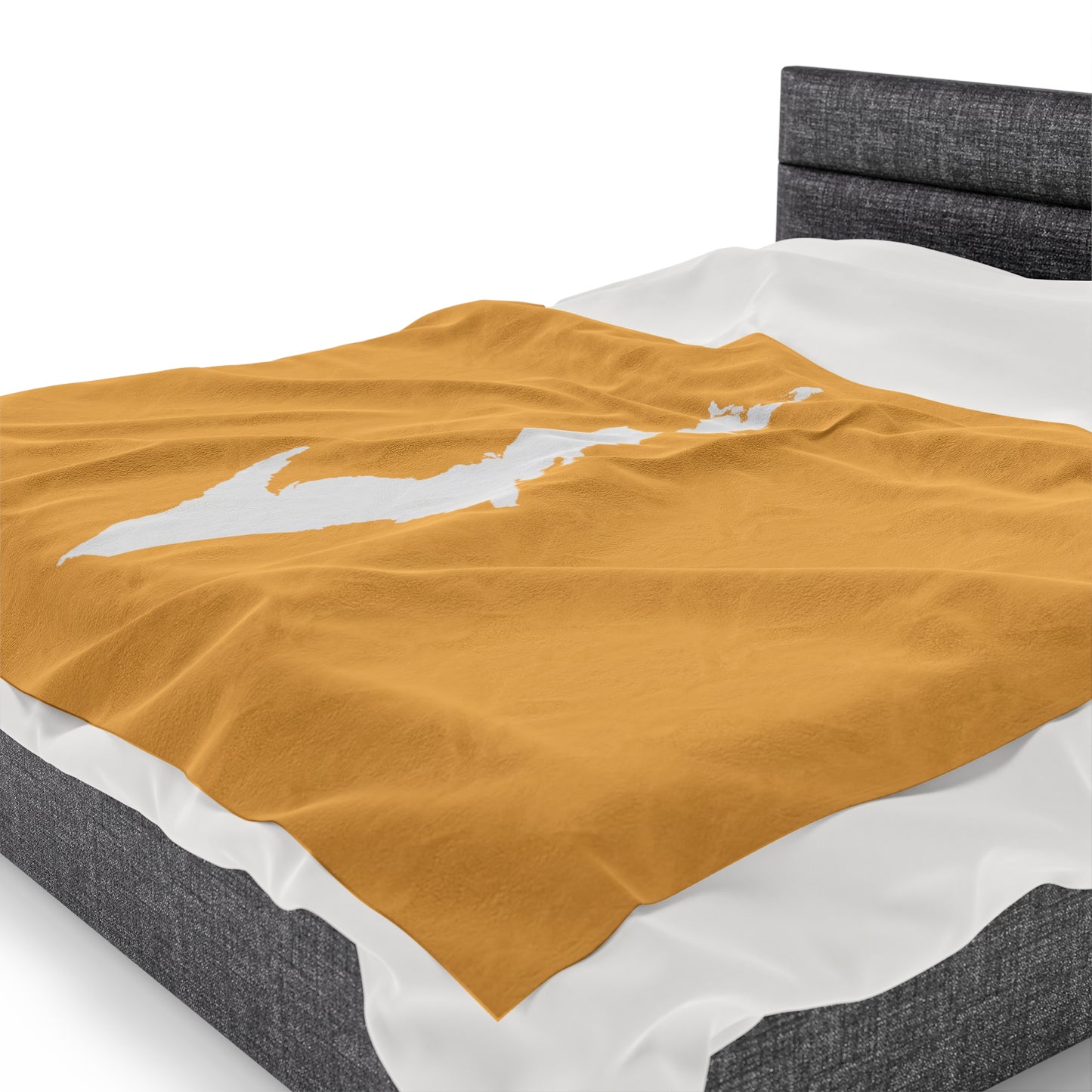 Michigan Upper Peninsula Plush Blanket (w/ UP Outline) | Citrine