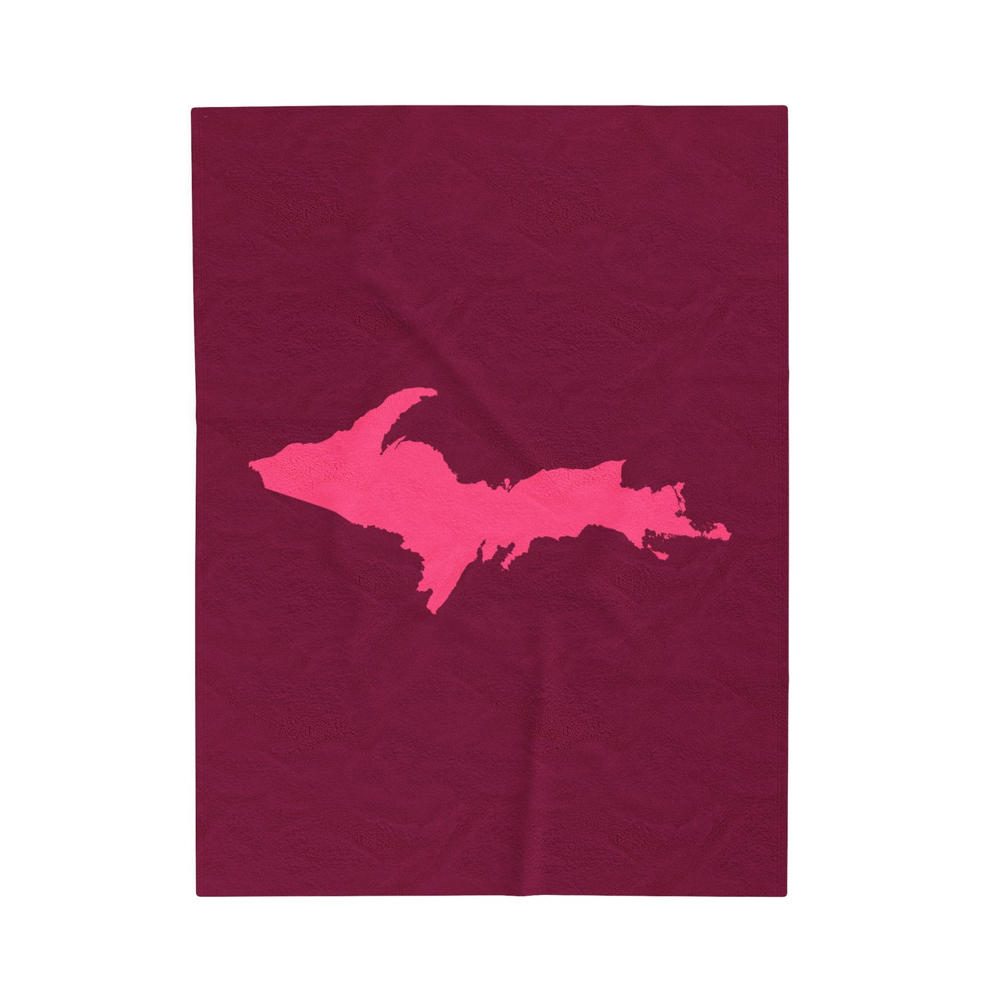 Michigan Upper Peninsula Plush Blanket (w/ Pink UP Outline) | Ruby Red