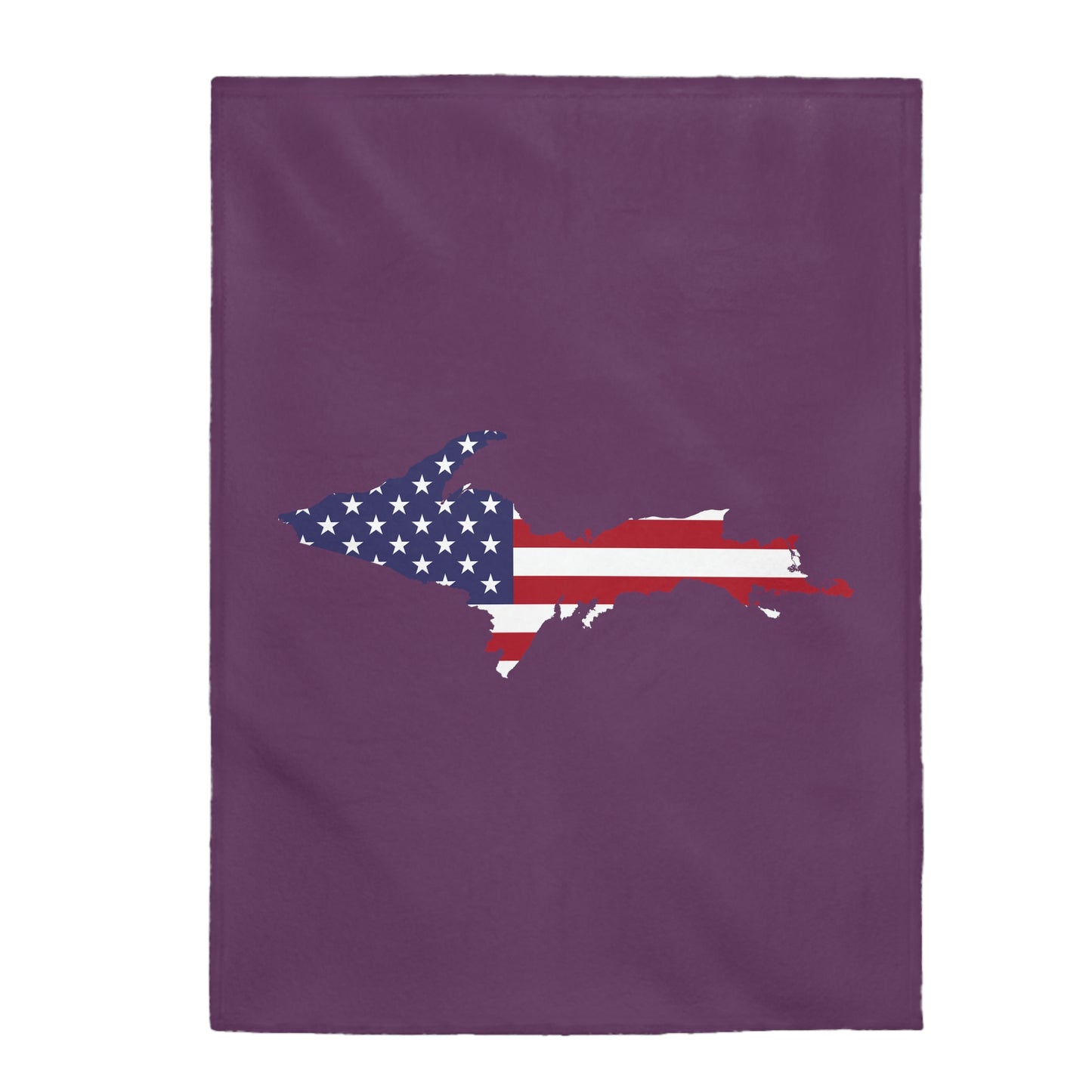 Michigan Upper Peninsula Plush Blanket (w/ UP USA Flag Outline) | Plum