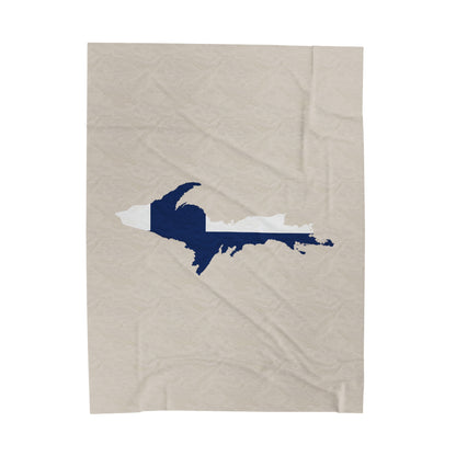 Michigan Upper Peninsula Plush Blanket (w/ UP Finland Flag Outline) | Canvas Color