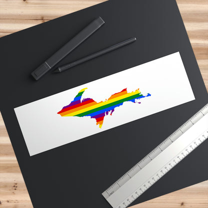 Michigan Upper Peninsula Bumper Stickers (w/ UP Pride Flag Outline) | White Background