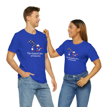 'The United Lakes of America' T-Shirt (w/ Great Lakes USA Flag Outline) | Unisex Standard Fit