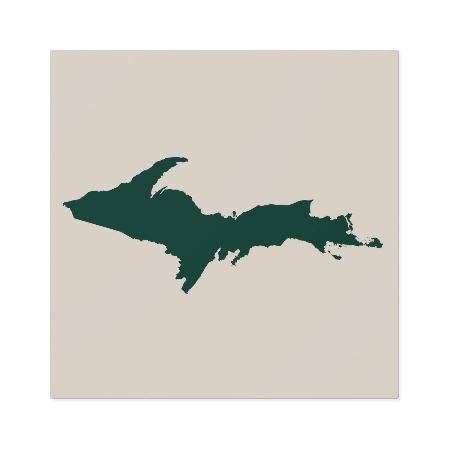 Michigan Upper Peninsula Square Sticker (Canvas Color w/ Green UP Outline) | Indoor/Outdoor