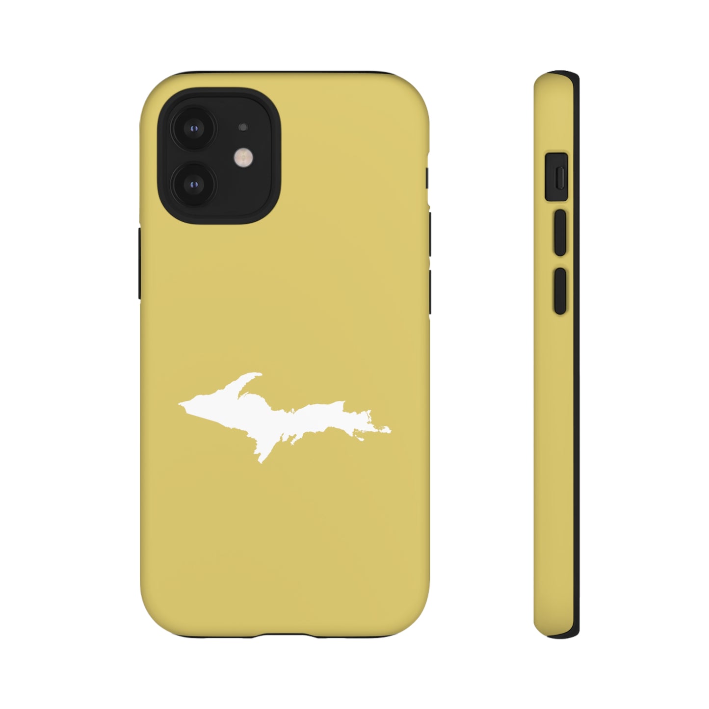 Michigan Upper Peninsula Tough Phone Case (Plum Yellow w/ UP Outline) | Apple iPhone