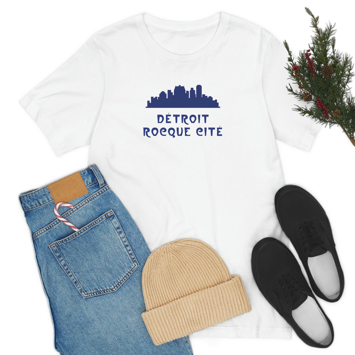 'Détroit Rocque Cité' with Skyline T-Shirt | Unisex Standard Fit