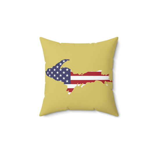 Michigan Upper Peninsula Accent Pillow (w/ UP USA Flag Outline) | Plum Yellow