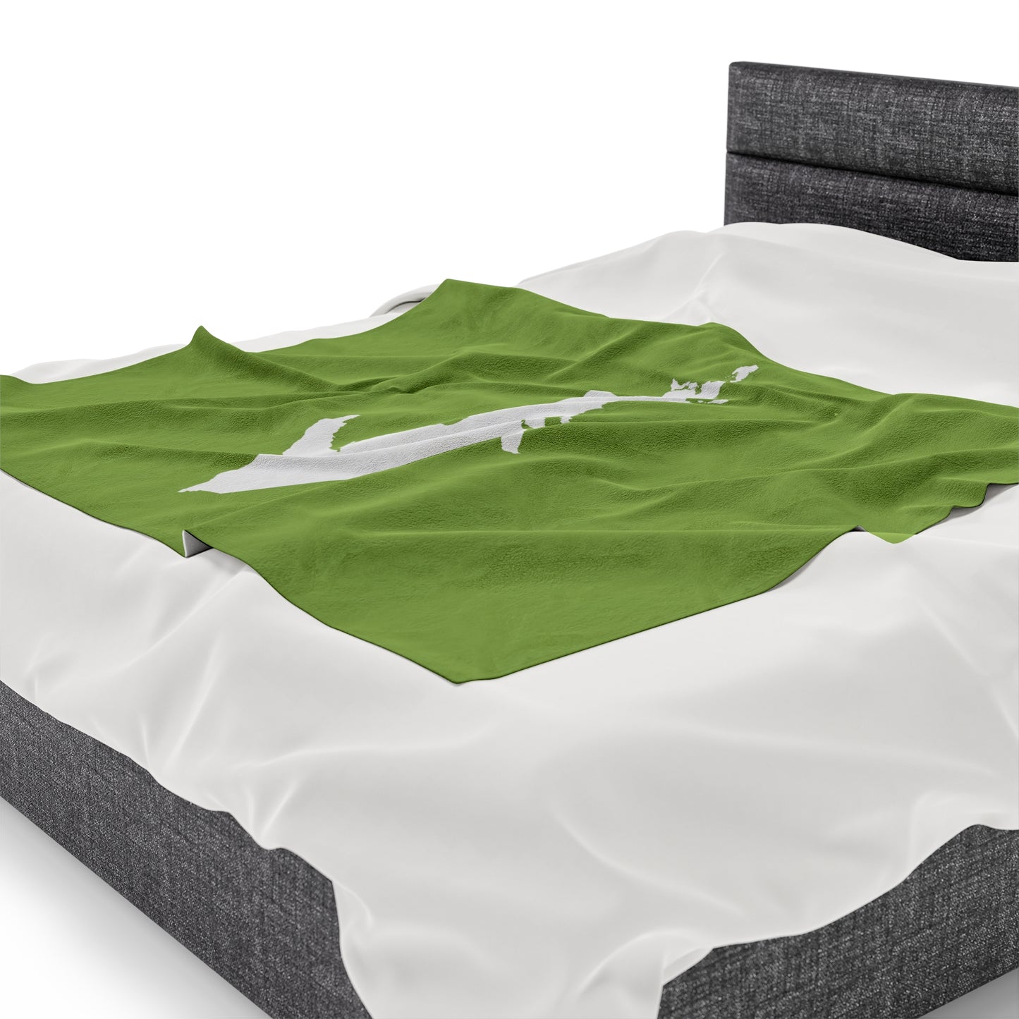 Michigan Upper Peninsula Plush Blanket (w/ UP Outline) | Gooseberry Green