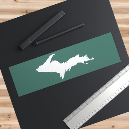 Michigan Upper Peninsula Bumper Sticker (w/ UP Outline) | Copper Green Background