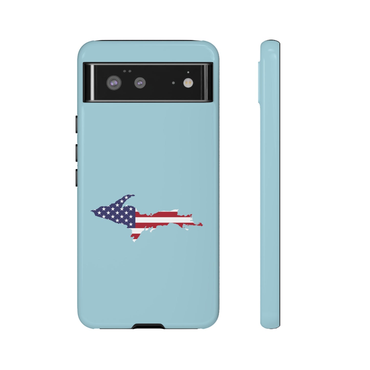 Michigan Upper Peninsula Tough Phone Case ('58 Caddie Blue w/ UP USA Flag Outline) | Samsung & Pixel Android