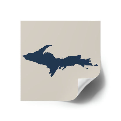 Michigan Upper Peninsula Square Sticker (Canvas Color w/ Navy UP Outline) | Indoor/Outdoor