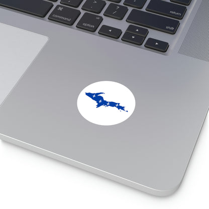 Michigan Upper Peninsula Round Stickers (w/ UP Quebec Flag Outline) | Indoor\Outdoor