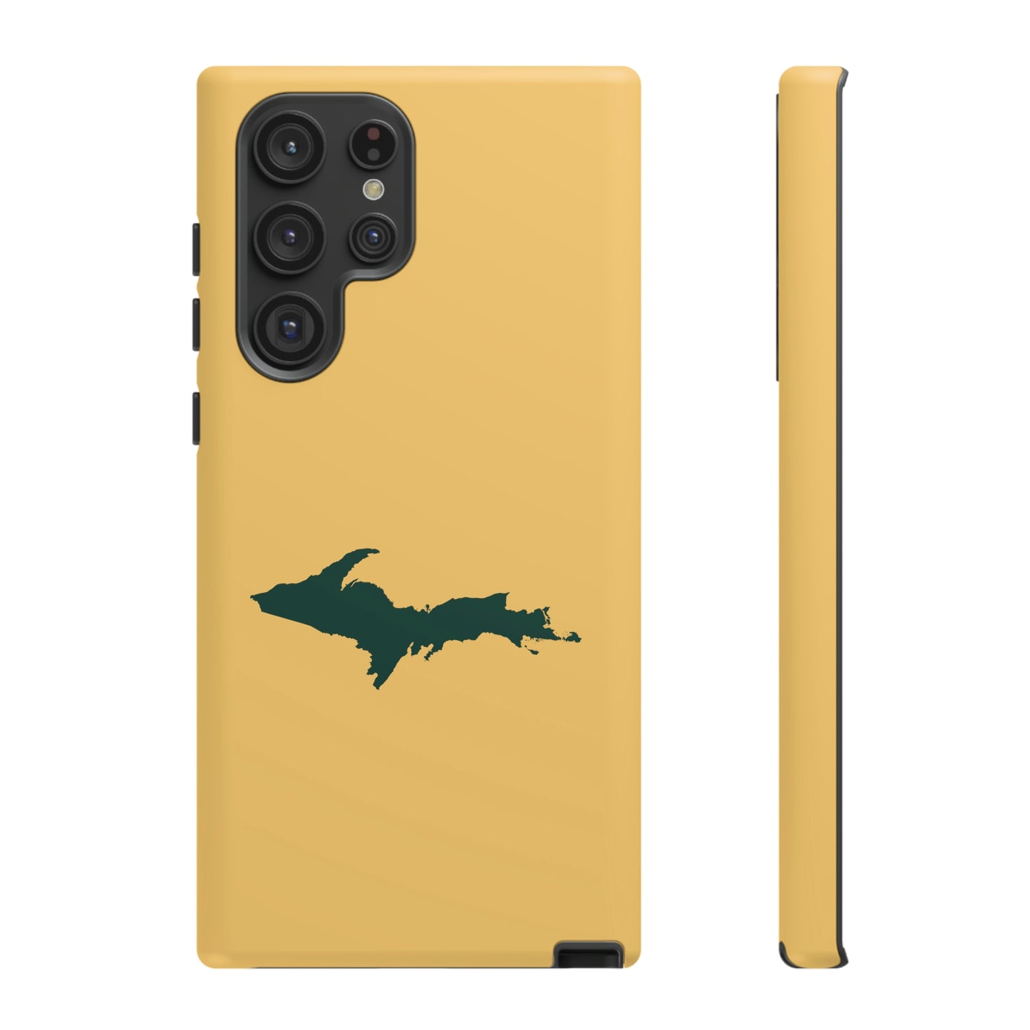 Michigan Upper Peninsula Tough Phone Case (Citrine w/ Green UP Outline) | Samsung & Pixel Android