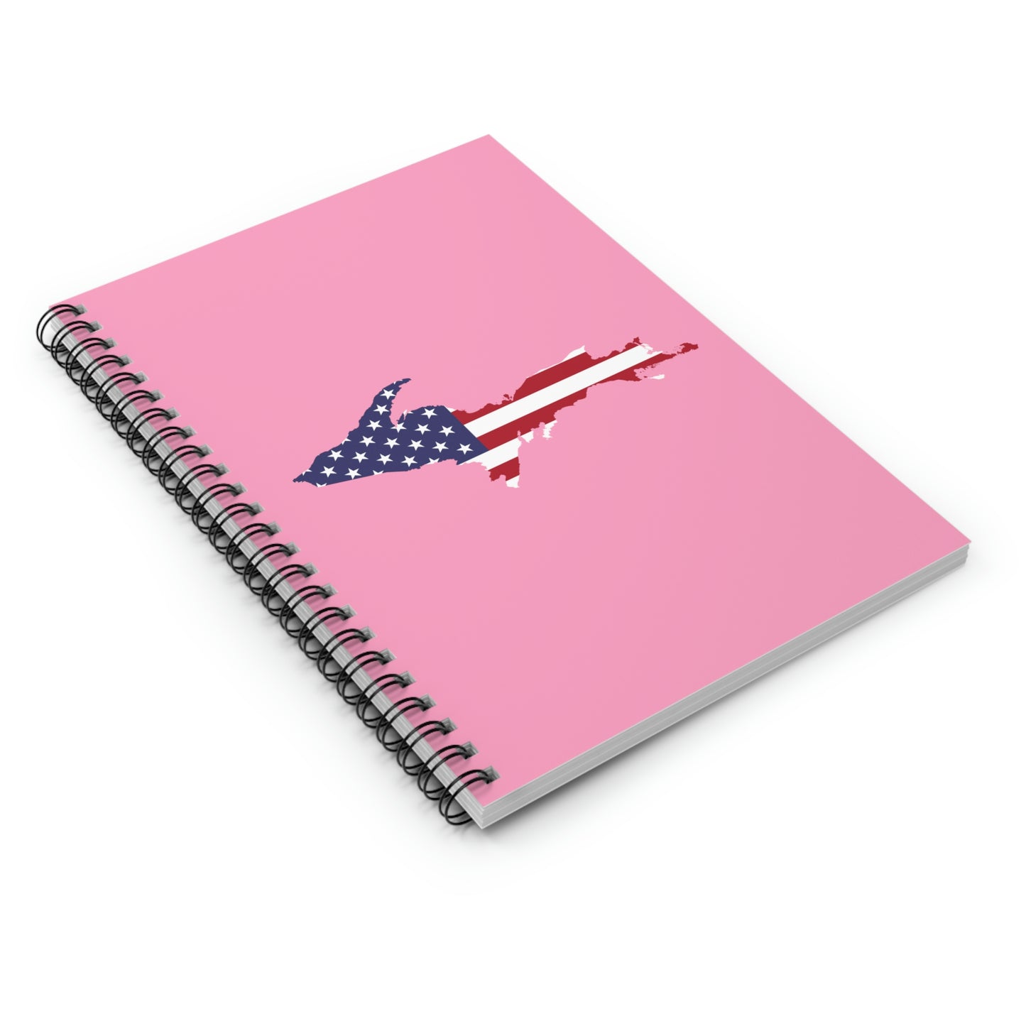 Michigan Upper Peninsula Spiral Notebook (w/ UP USA Flag Outline) | '67 Caddie Pink