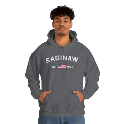 'Saginaw EST 1835' Hoodie (w/USA Flag Outline) | Unisex Standard