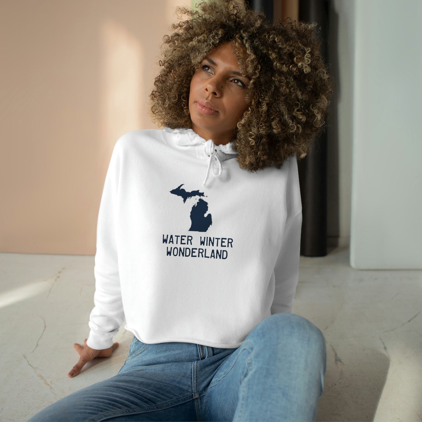 Michigan 'Winter Water Wonderland' Hoodie  | Women's Cropped Relaxed Fit