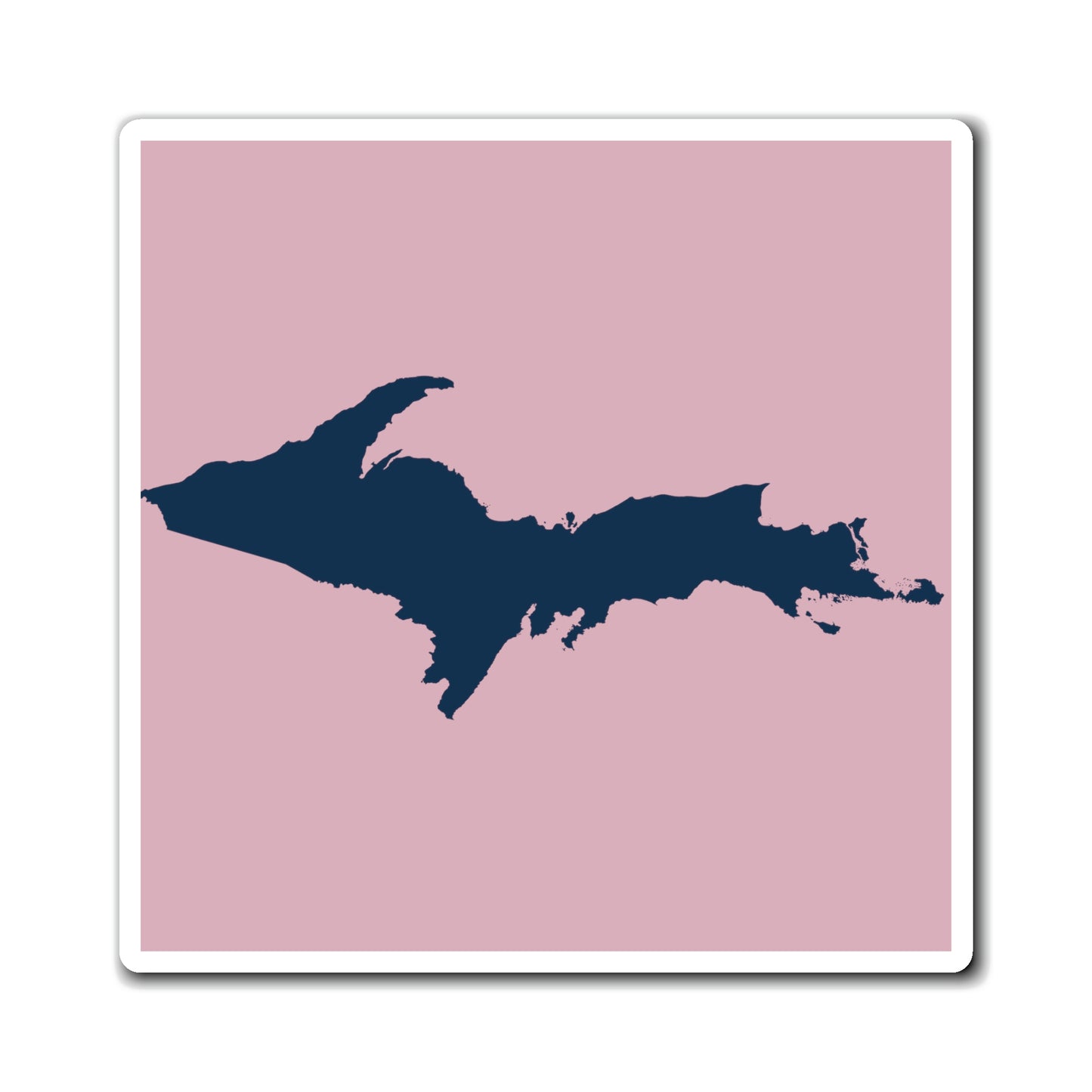 Michigan Upper Peninsula Square Magnet (Pink w/ Navy UP Outline)