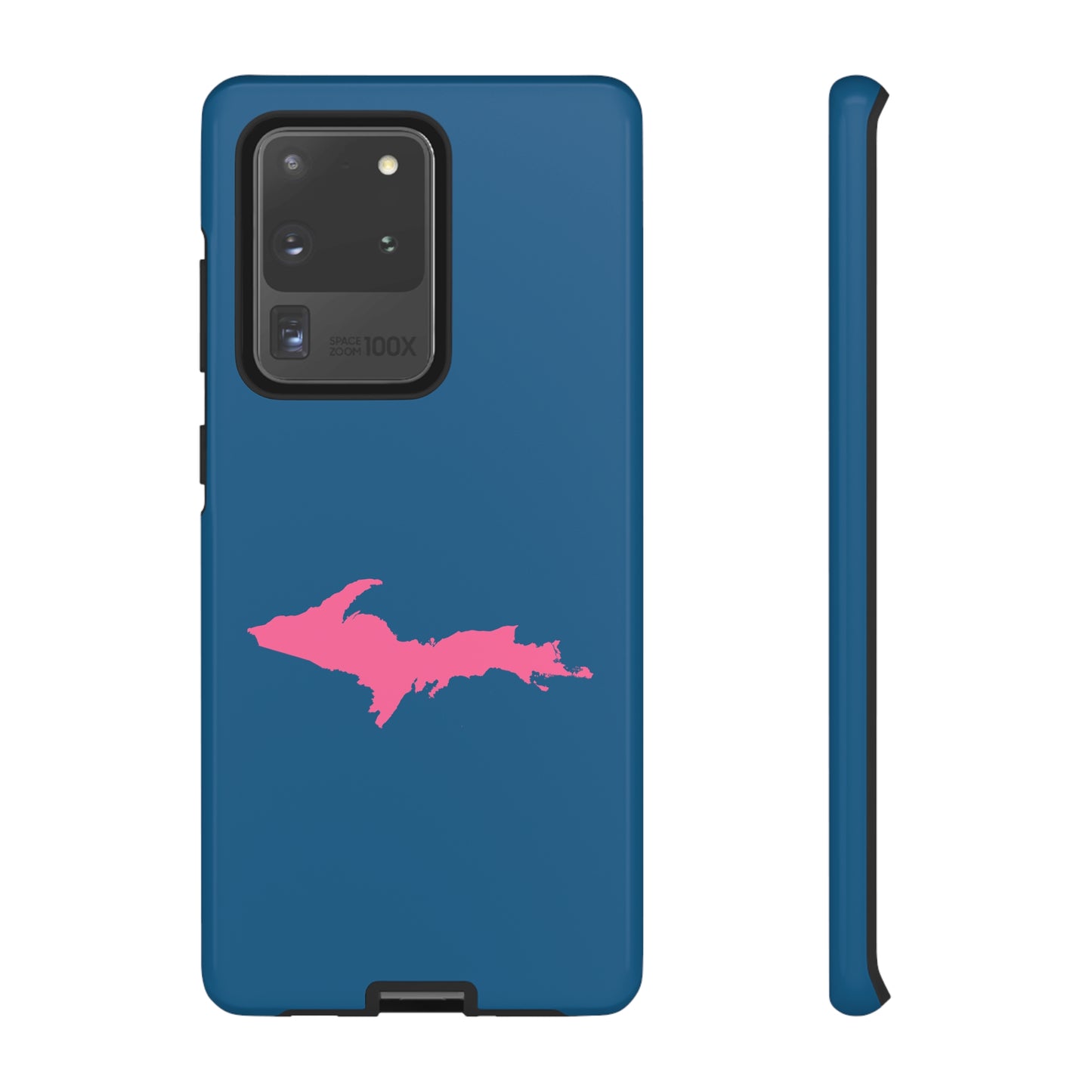 Michigan Upper Peninsula Tough Phone Case (Blueberry w/ Pink UP Outline) | Samsung & Pixel Android