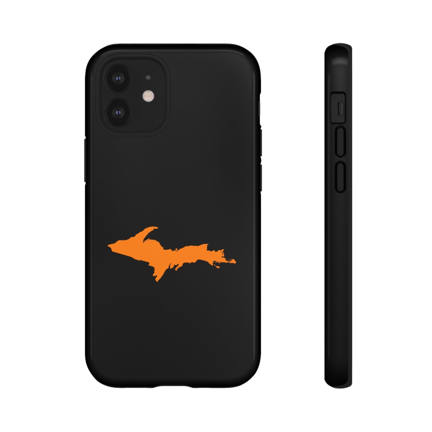 Michigan Upper Peninsula Tough Phone Case (Black w/ Orange UP Outline) | Apple iPhone