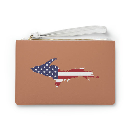Michigan Upper Peninsula Clutch Bag (Copper Color w/UP USA Flag Outline)