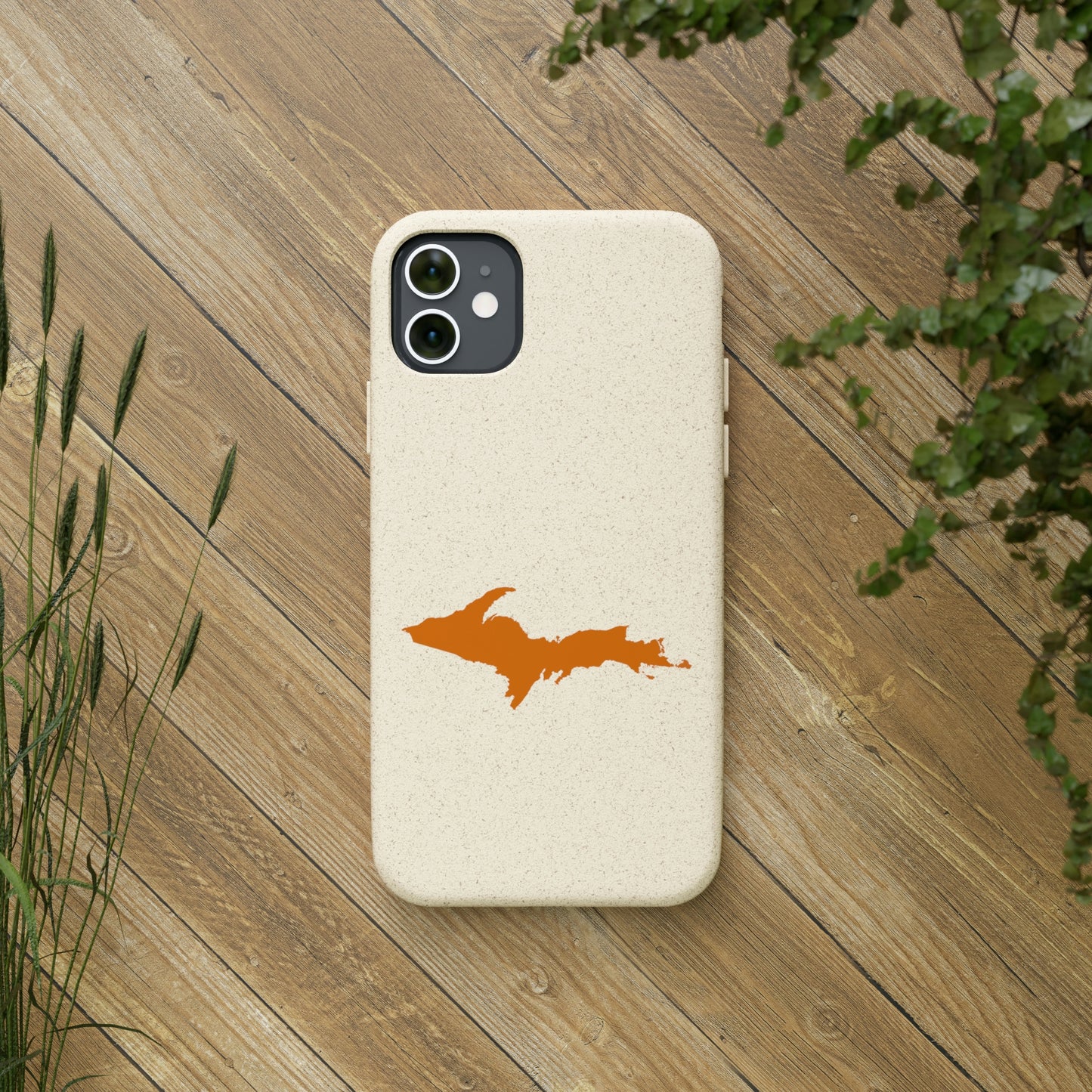 Michigan Upper Peninsula Biodegradable Phone Cases (w/ Orange UP Outline) | Apple iPhone