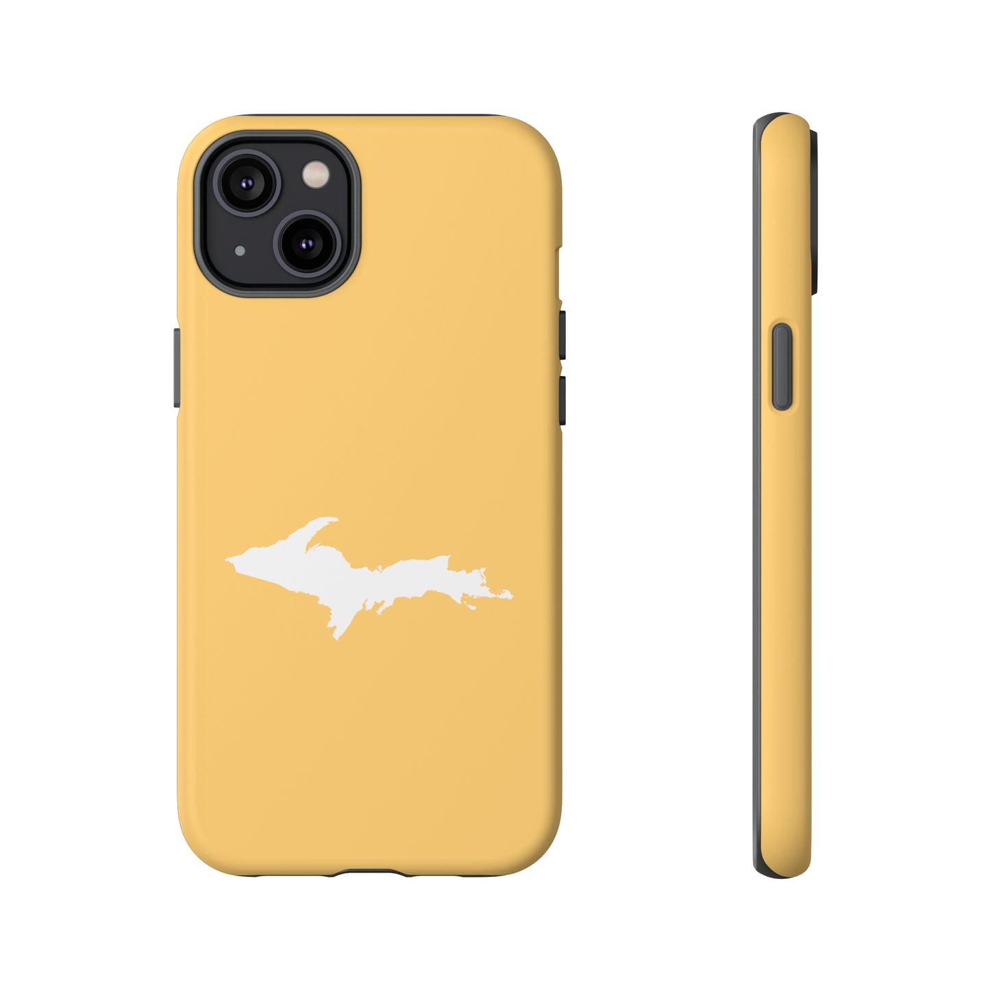 Michigan Upper Peninsula Tough Phone Case (Citrine Color w/ UP Outline) | Apple iPhone