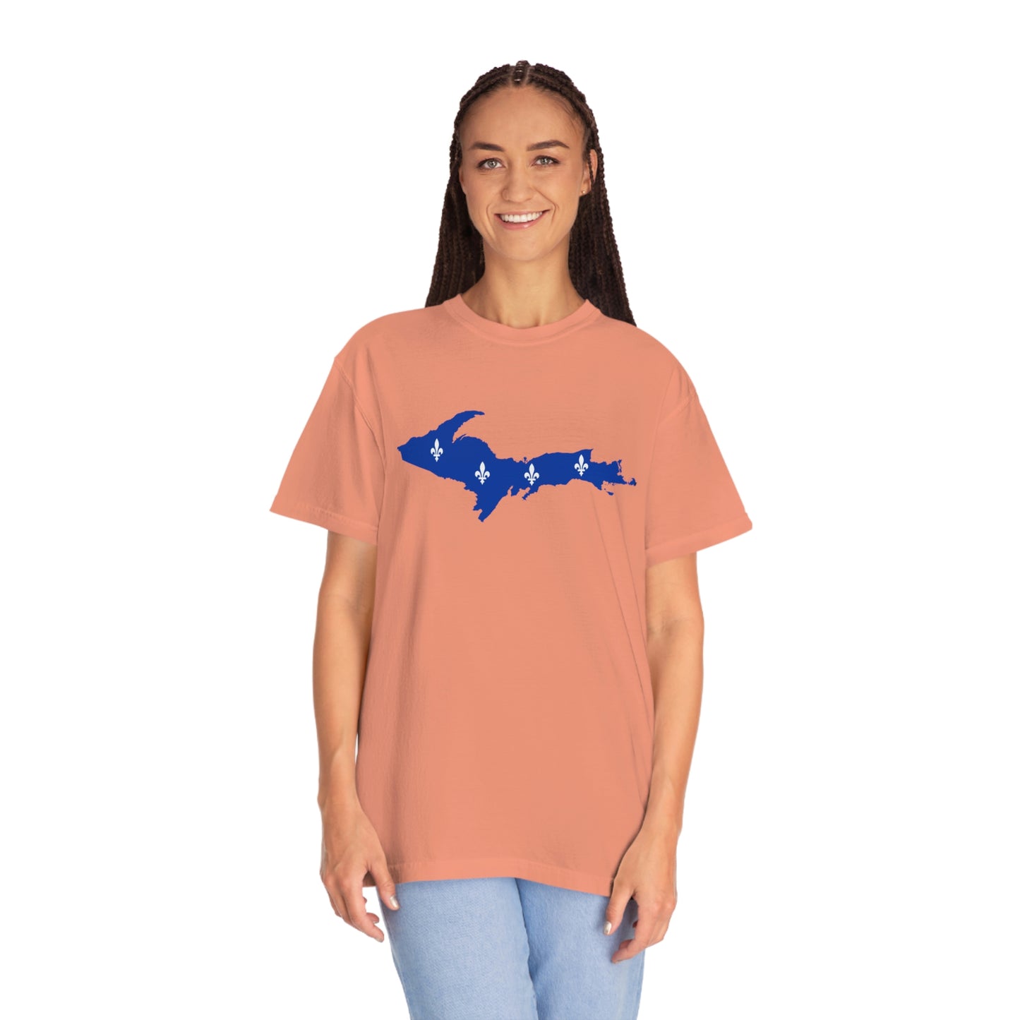 Michigan Upper Peninsula T-Shirt (w/ UP Quebec Flag Outline) | Unisex Garment-Dyed