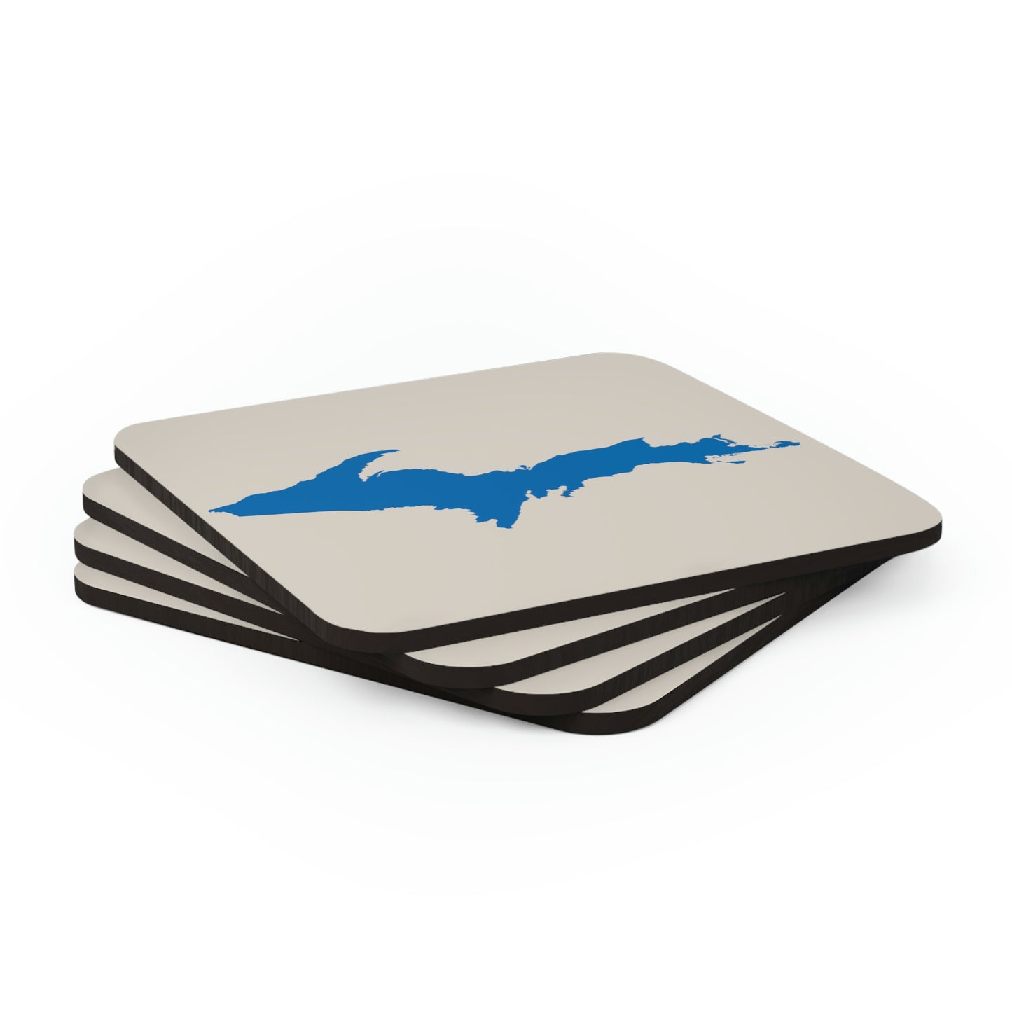 Michigan Upper Peninsula Coaster Set (Canvas Color w/ Azure UP Outline) | Corkwood - 4 pack