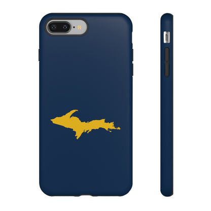 Michigan Upper Peninsula Tough Phone Case (Navy w/ Gold UP Outline) | Apple iPhone