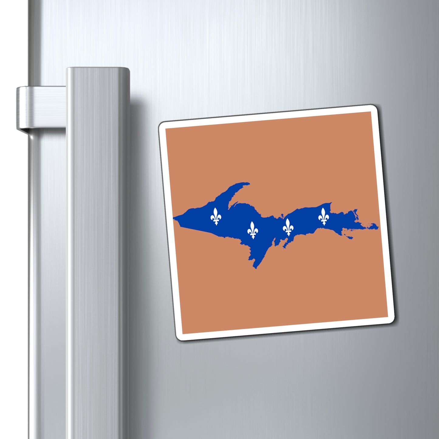 Michigan Upper Peninsula Square Magnet (Copper Color w/ UP Quebec Flag Outline)