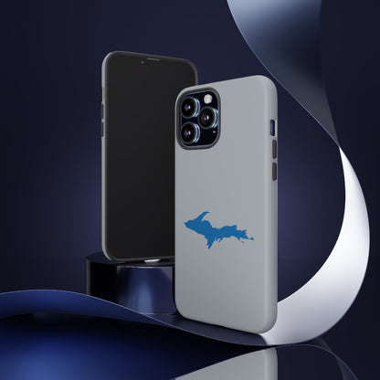 Michigan Upper Peninsula Tough Phone Case (Silver w/ Azure UP Outline) | Apple iPhone