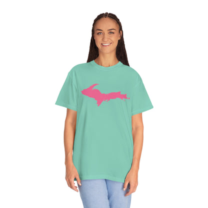 Michigan Upper Peninsula T-Shirt (w/ Pink UP Outline) | Unisex Garment-Dyed