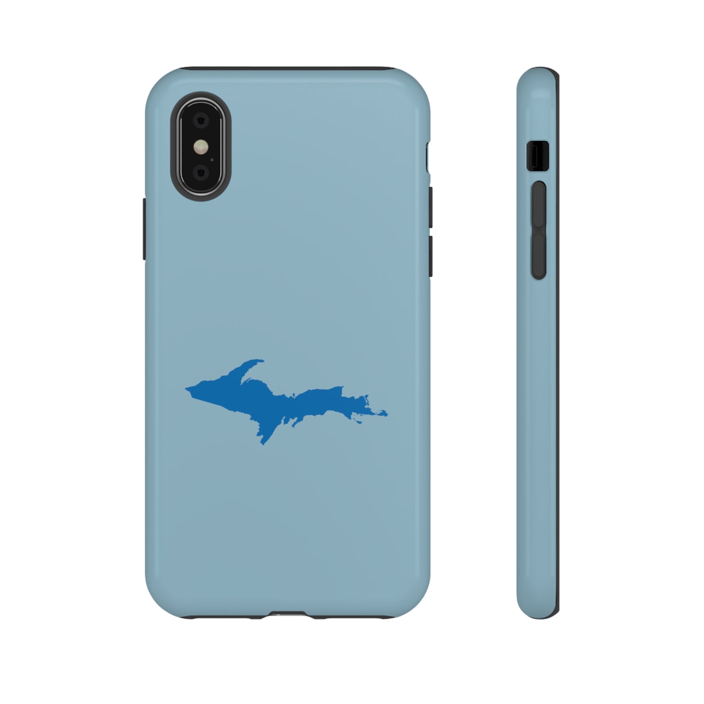 Michigan Upper Peninsula Tough Phone Case (Opal Blue w/ Azure UP Outline) | Apple iPhone