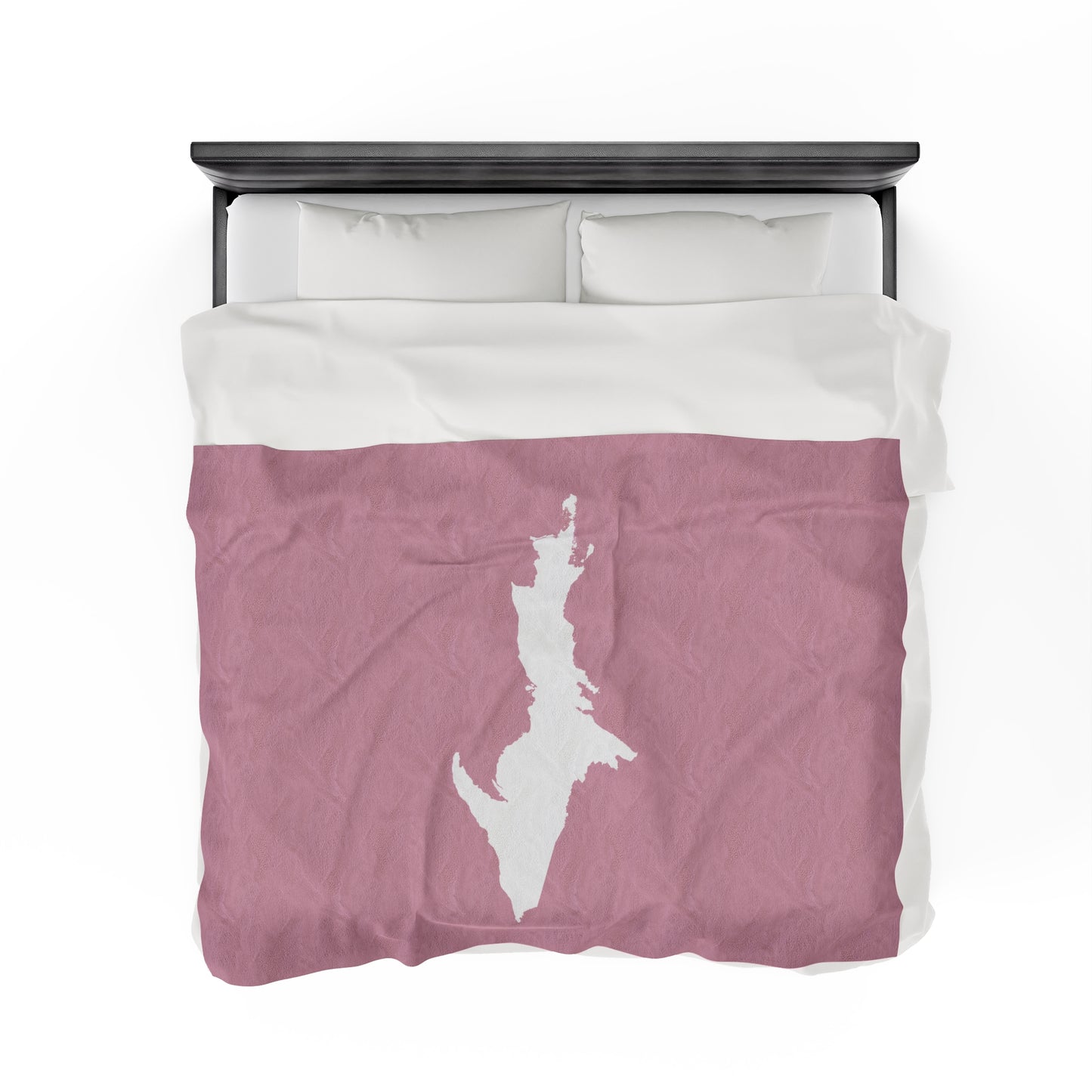 Michigan Upper Peninsula Plush Blanket (w/ UP Outline) | Pink