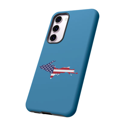 Michigan Upper Peninsula Tough Phone Case (Lake Michigan Blue w/ UP USA Flag Outline) | Samsung & Pixel Android