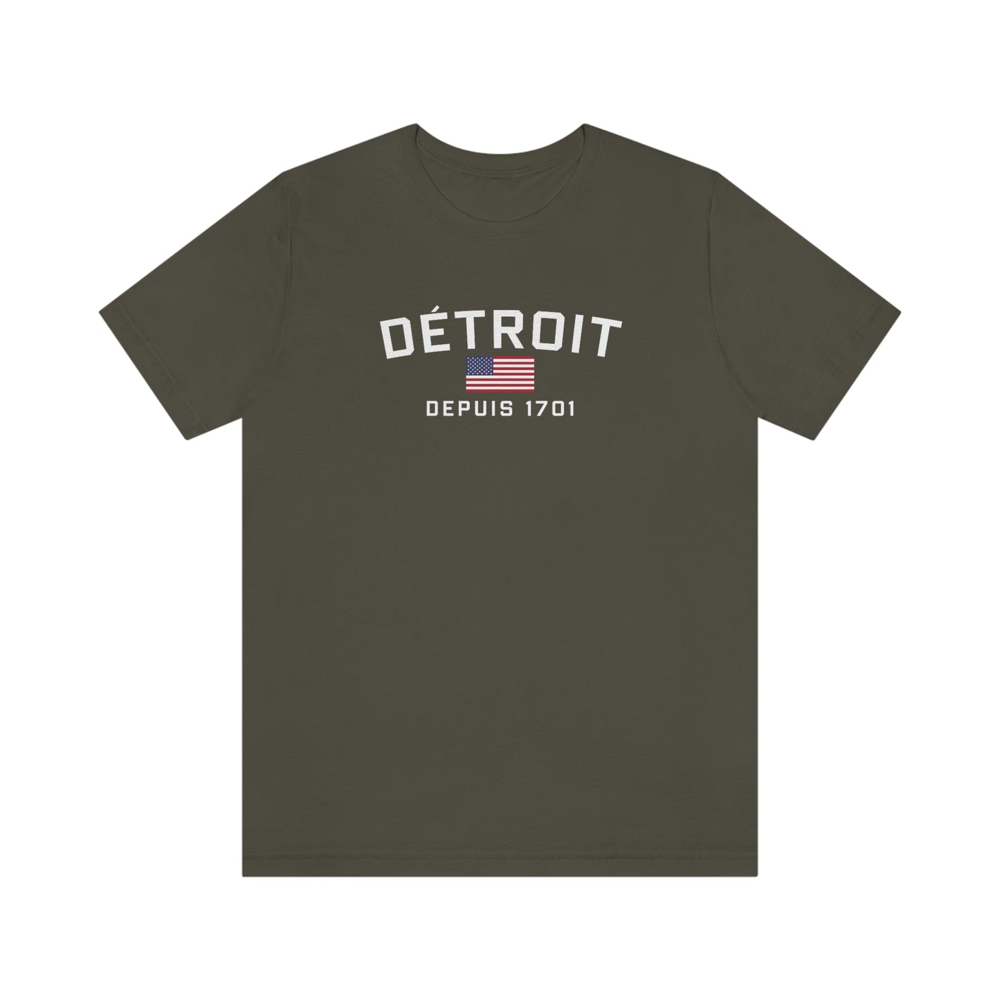 'Détroit Depuis 1701' T-Shirt (w/USA Flag Outline) | Unisex Standard Fit