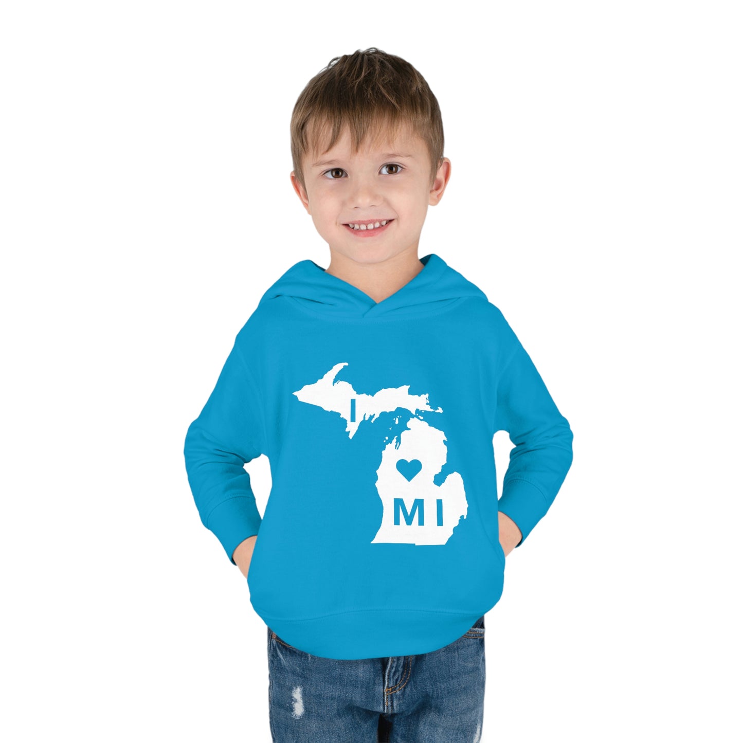 Michigan 'I ♡ MI' Hoodie (w/Full Body Outline| Unisex Toddler