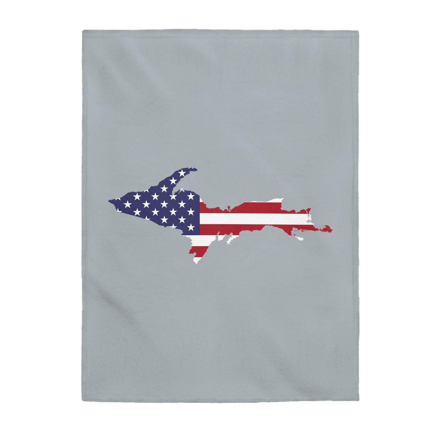 Michigan Upper Peninsula Plush Blanket (w/ UP USA Flag Outline) | Silver