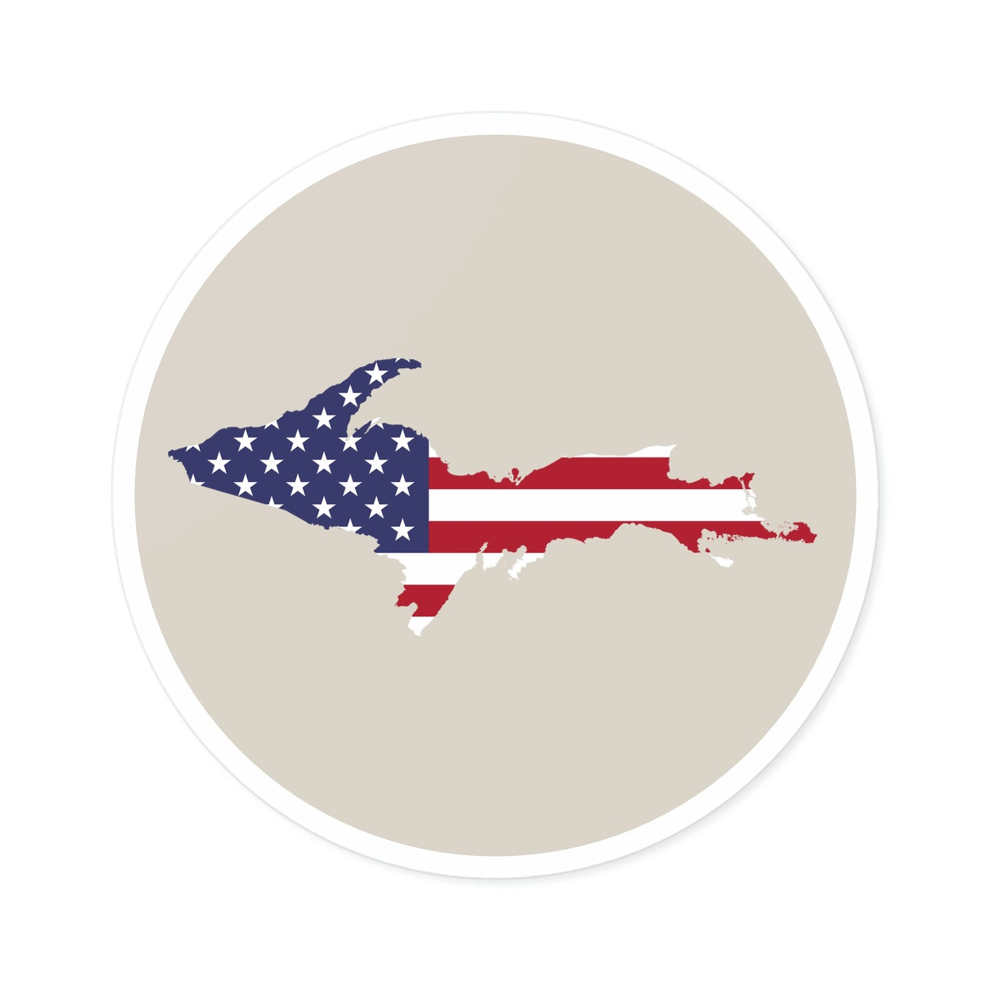 Michigan Upper Peninsula Round Stickers (Canvas Color w/ UP USA Flag Outline) | Indoor\Outdoor