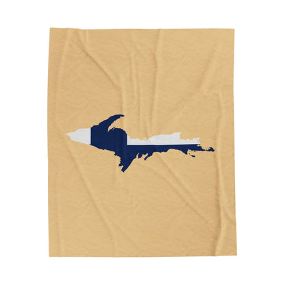 Michigan Upper Peninsula Plush Blanket (w/ UP Finland Flag Outline) | Maple Color