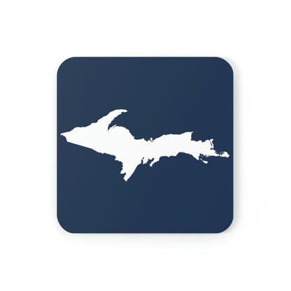 Michigan Upper Peninsula Coaster Set (Navy w/ UP Outline) | Corkwood - 4 pack